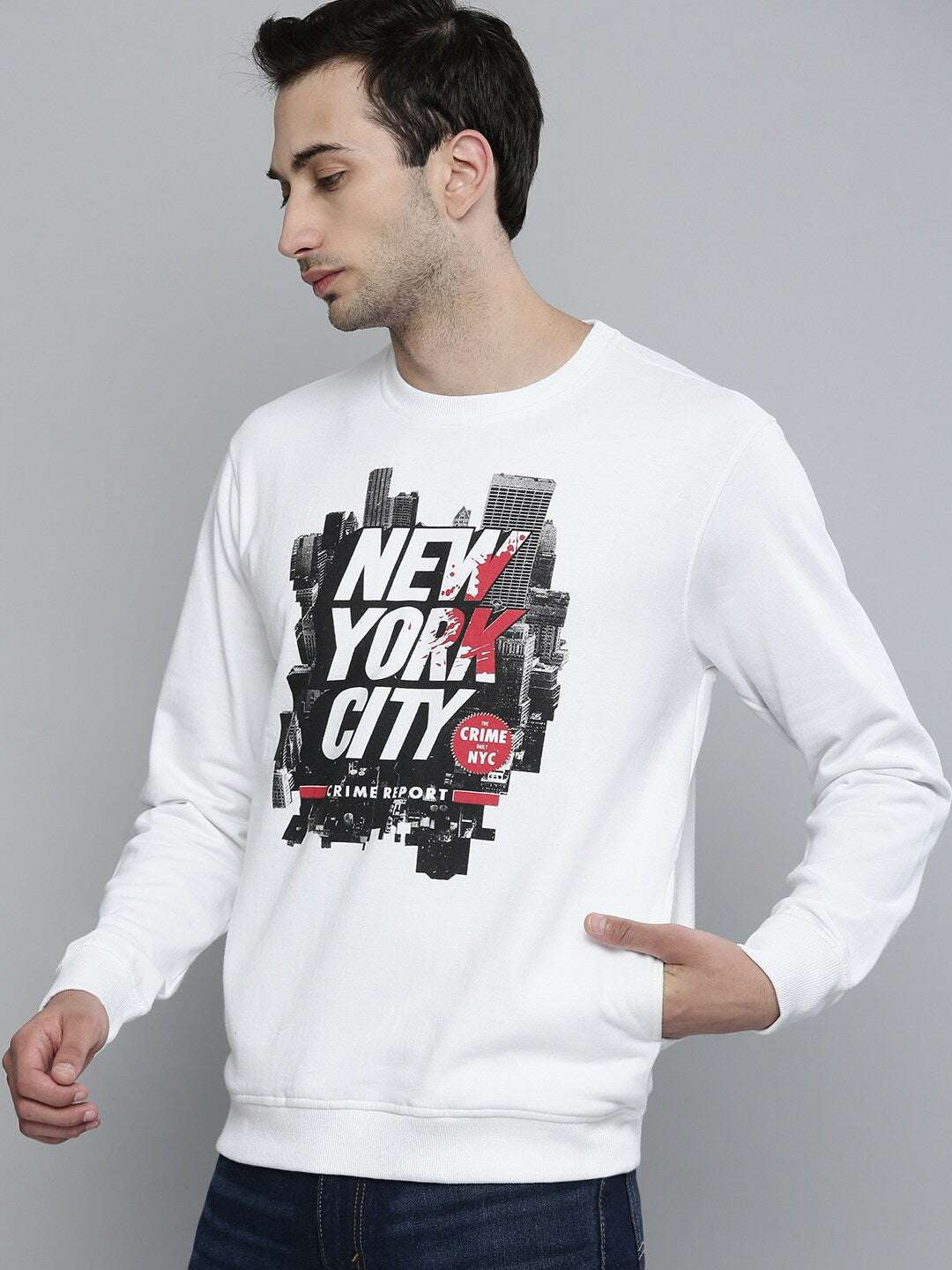 Shop Men's Printed Regular Fit Sweatshirt Online.