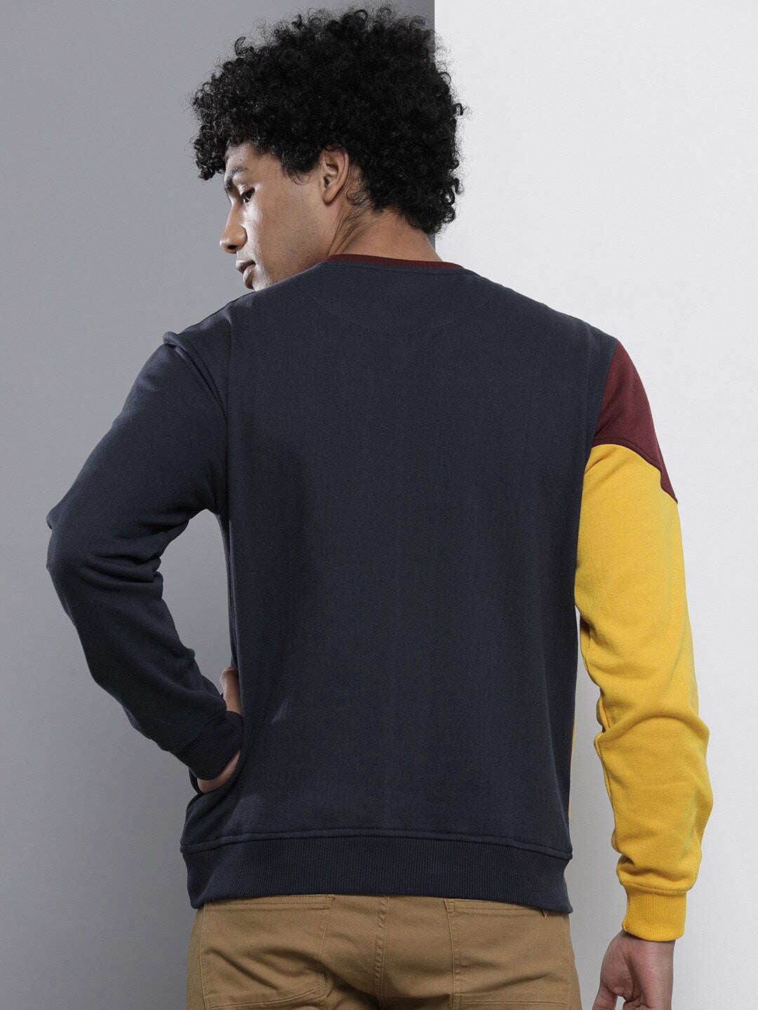 Shop Men's Colourblocked Regular Fit Sweatshirt Online.