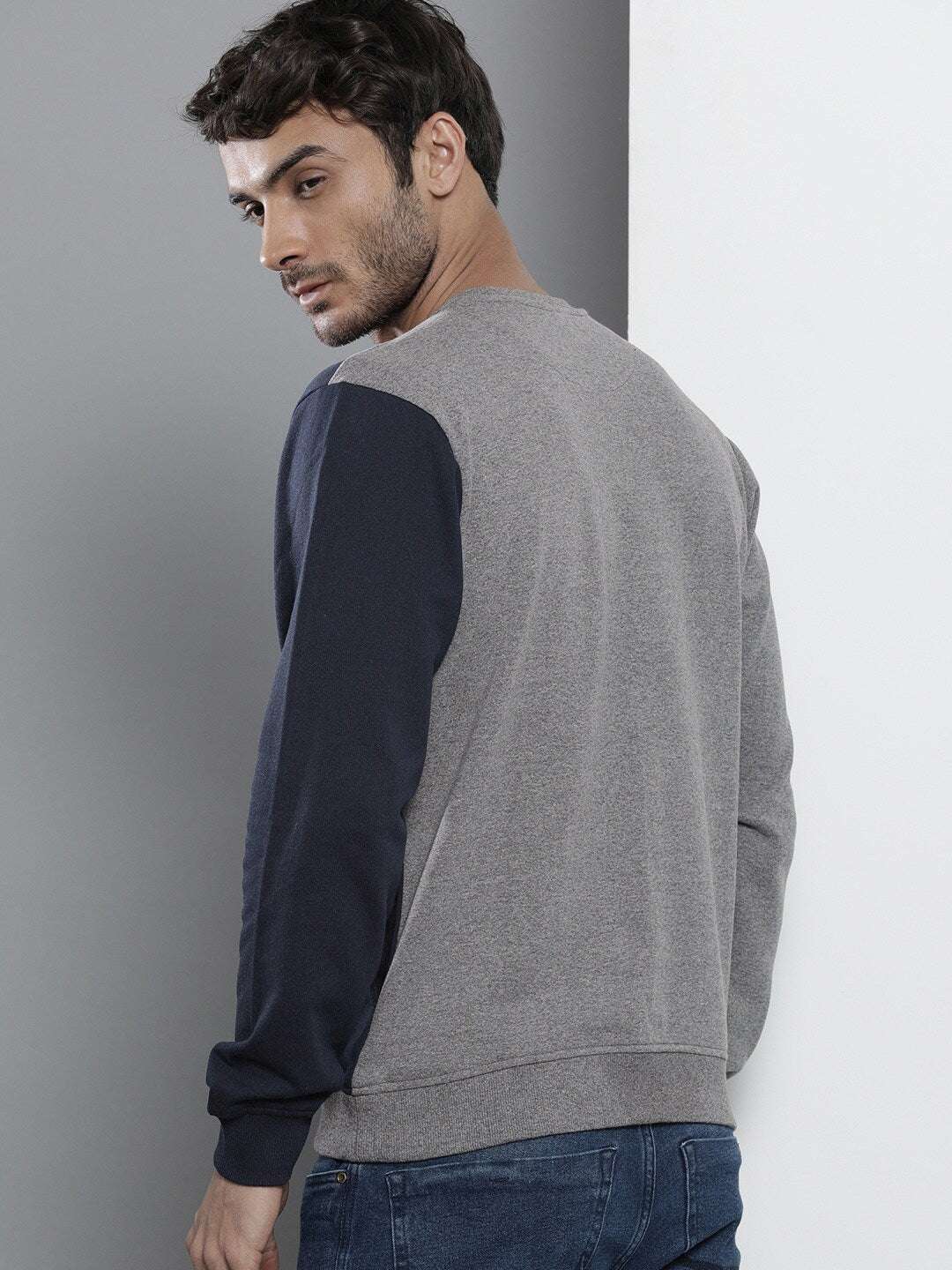 Shop Men's Colourblocked Regular Fit Sweatshirt Online.