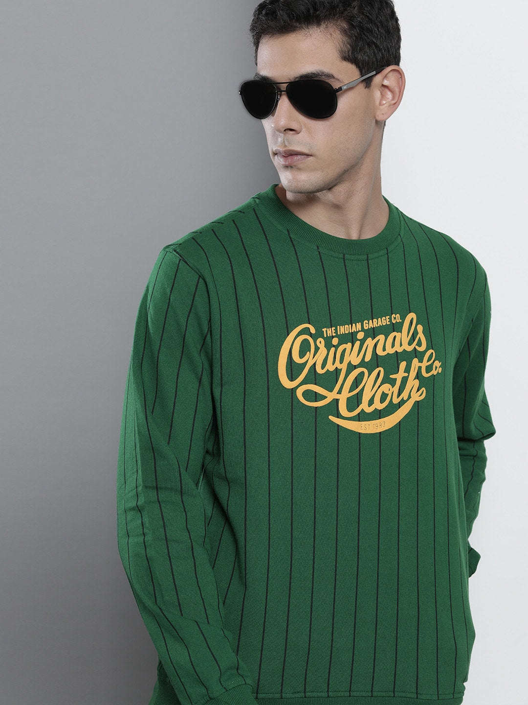 Shop Men's Striped Regular Fit Sweatshirt Online.