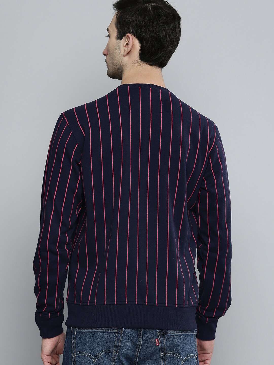 Shop Men's Striped Regular Fit Sweatshirt Online.