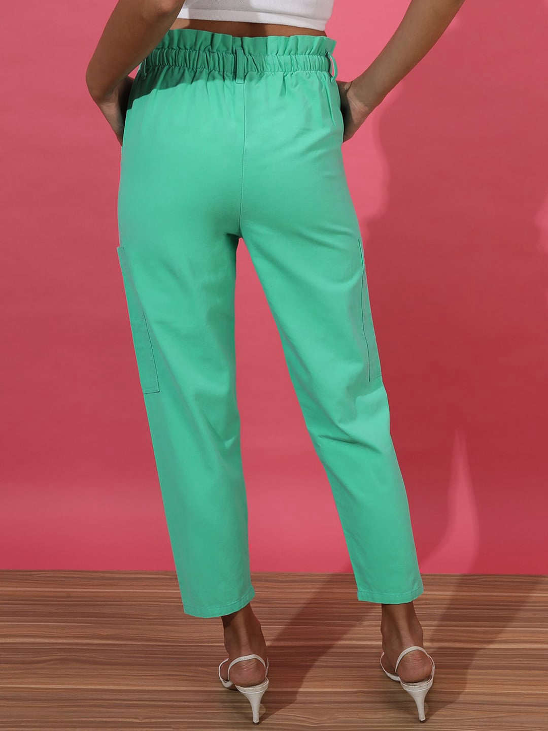 Shop Women Paperbag Trouser With Patch Pocket Online.