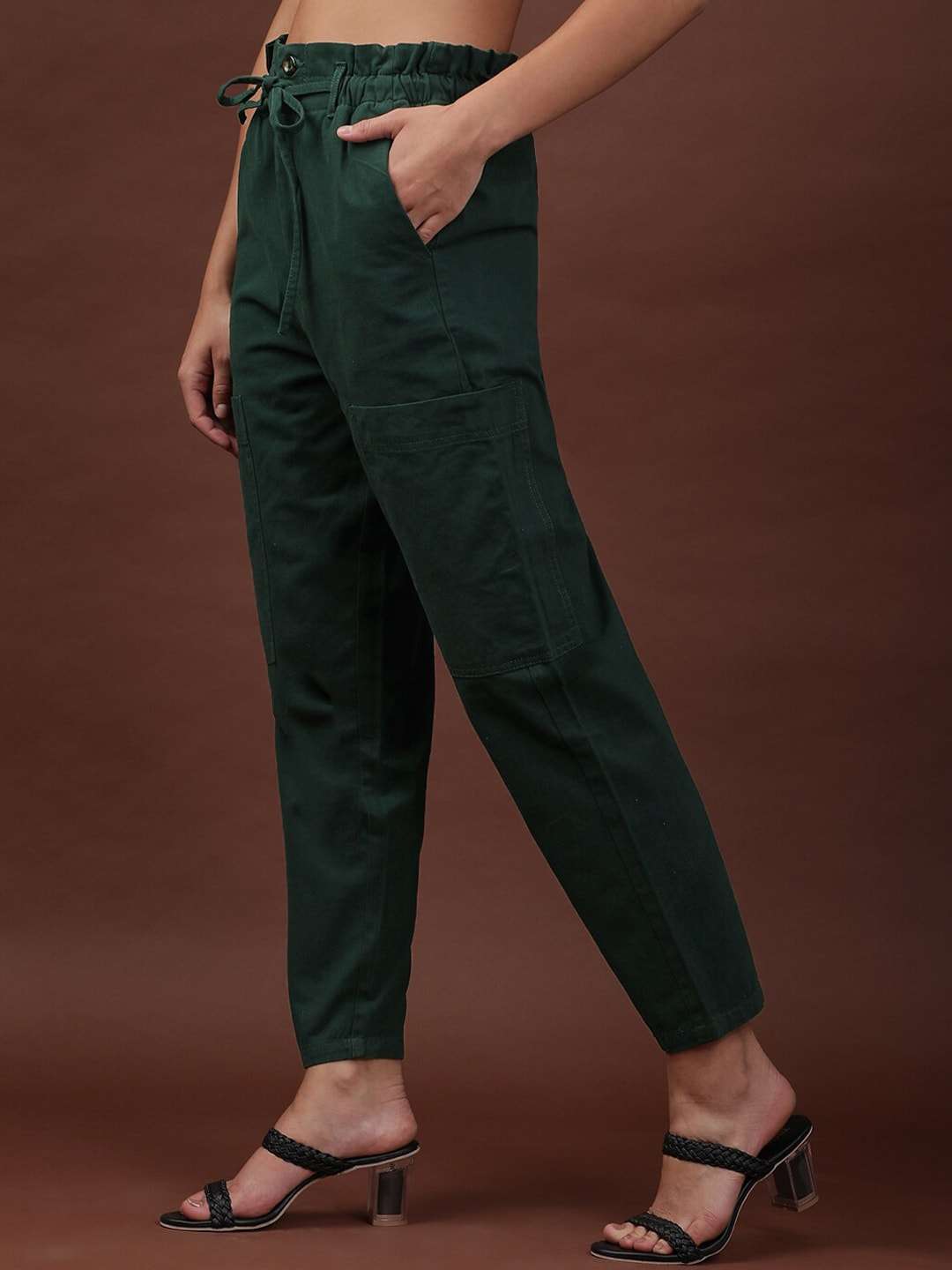 Shop Women Paperbag Trouser With Patch Pocket Online.