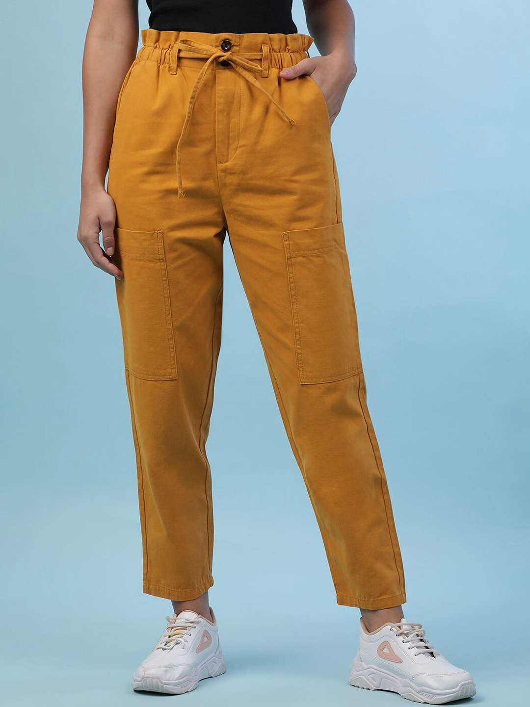 Shop Women Paperbag Trouser With Patch Pocket Online.