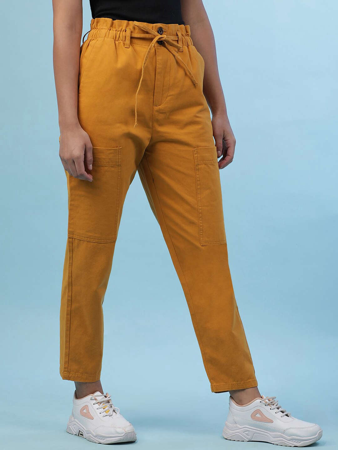 Shop Women Paperbag Trouser With Patch Pocket Online.