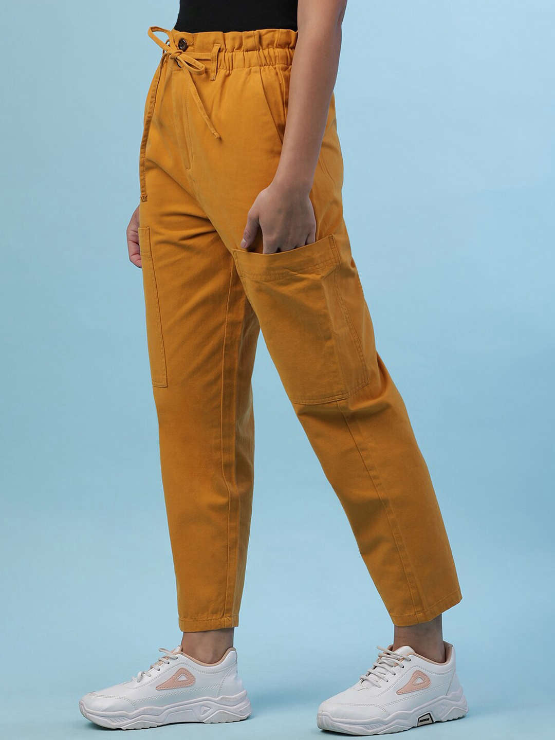 Shop Women Paperbag Trouser With Patch Pocket Online.