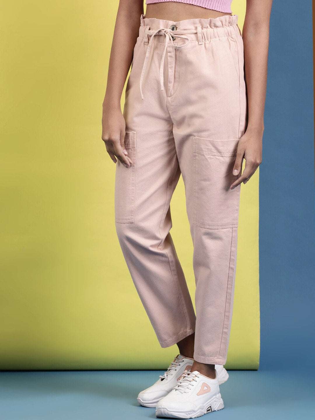 Shop Women Paperbag Trouser With Patch Pocket Online.