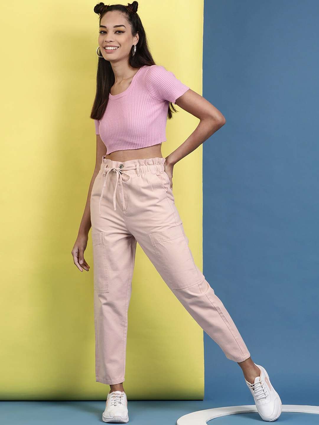 Shop Women Paperbag Trouser With Patch Pocket Online.