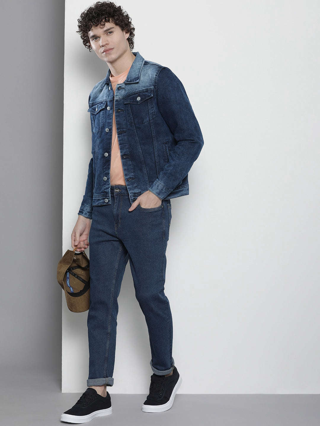 Shop Men Two Tone Denim Trucker Jacket Online.