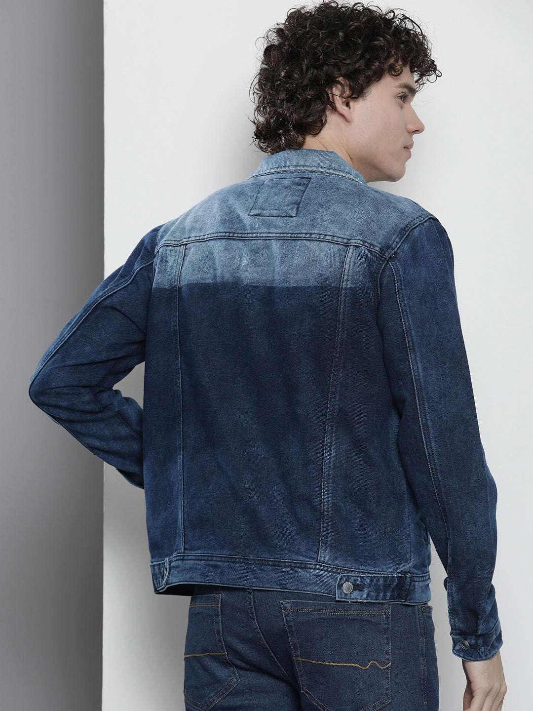 Shop Men Two Tone Denim Trucker Jacket Online.