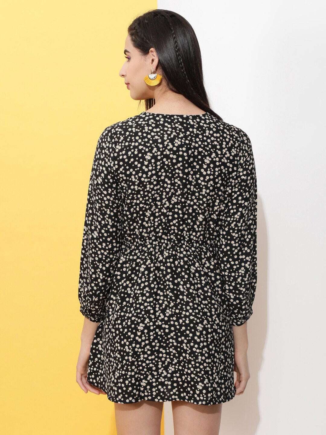 Shop Women Printed V Neck Flare Dress Online.