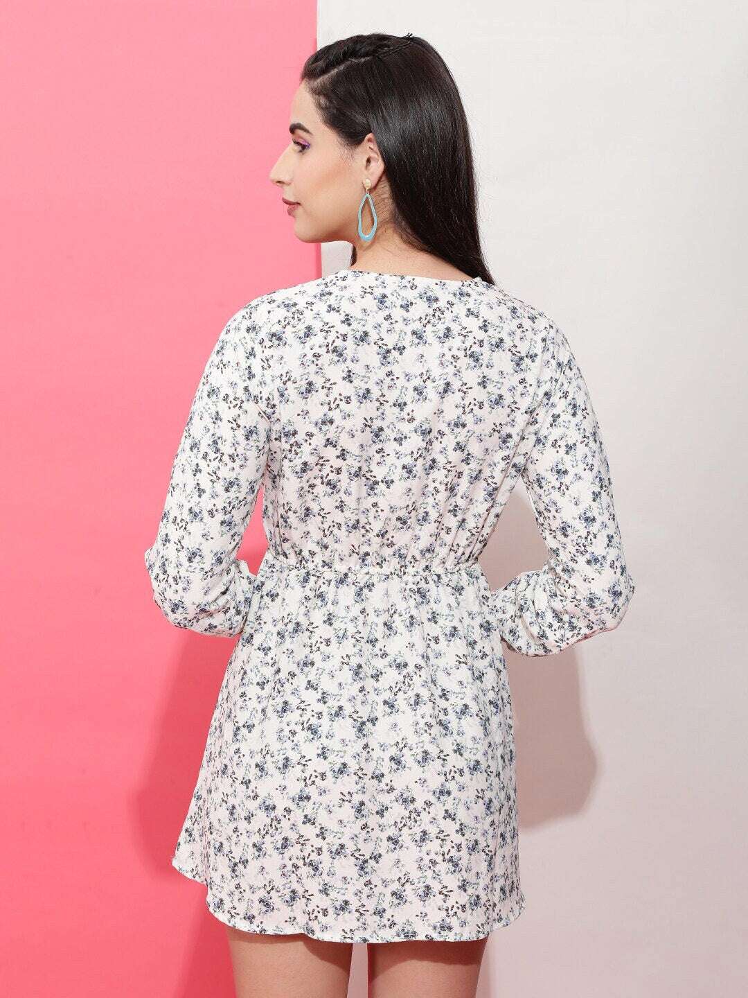 Shop Women Printed V Neck Flare Dress Online.