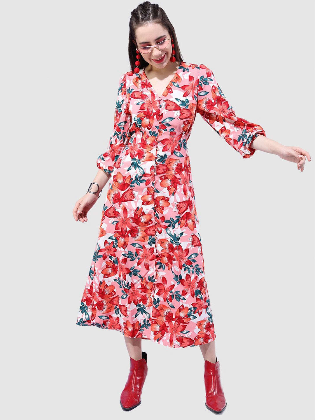 Shop Women Printed Empire Line Midi Dress Online.