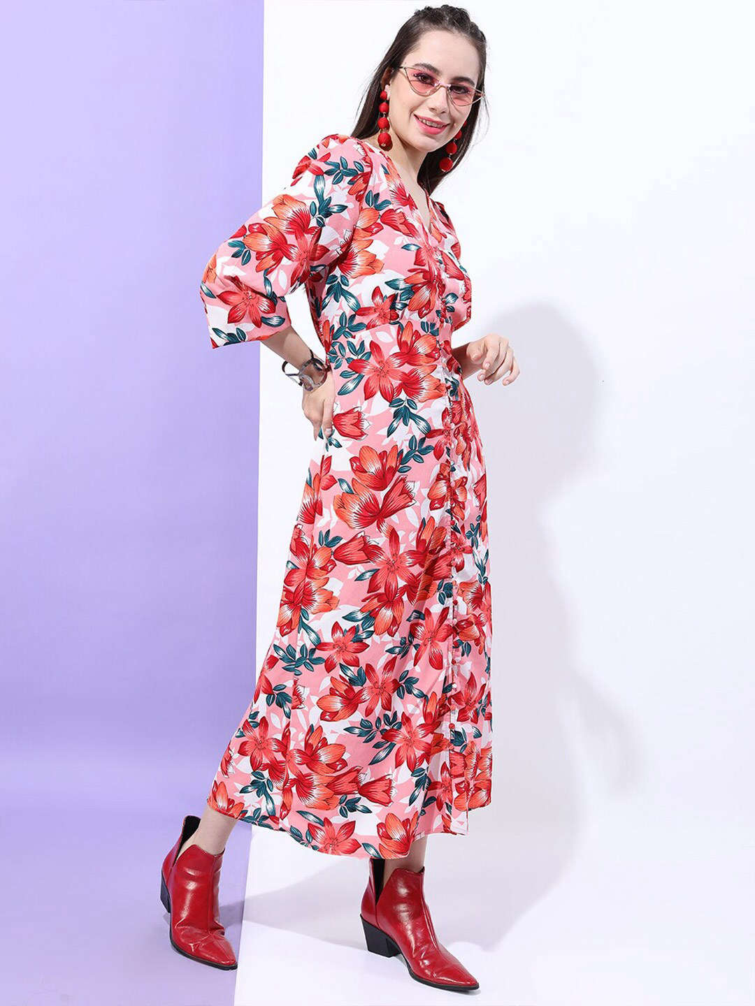 Shop Women Printed Empire Line Midi Dress Online.