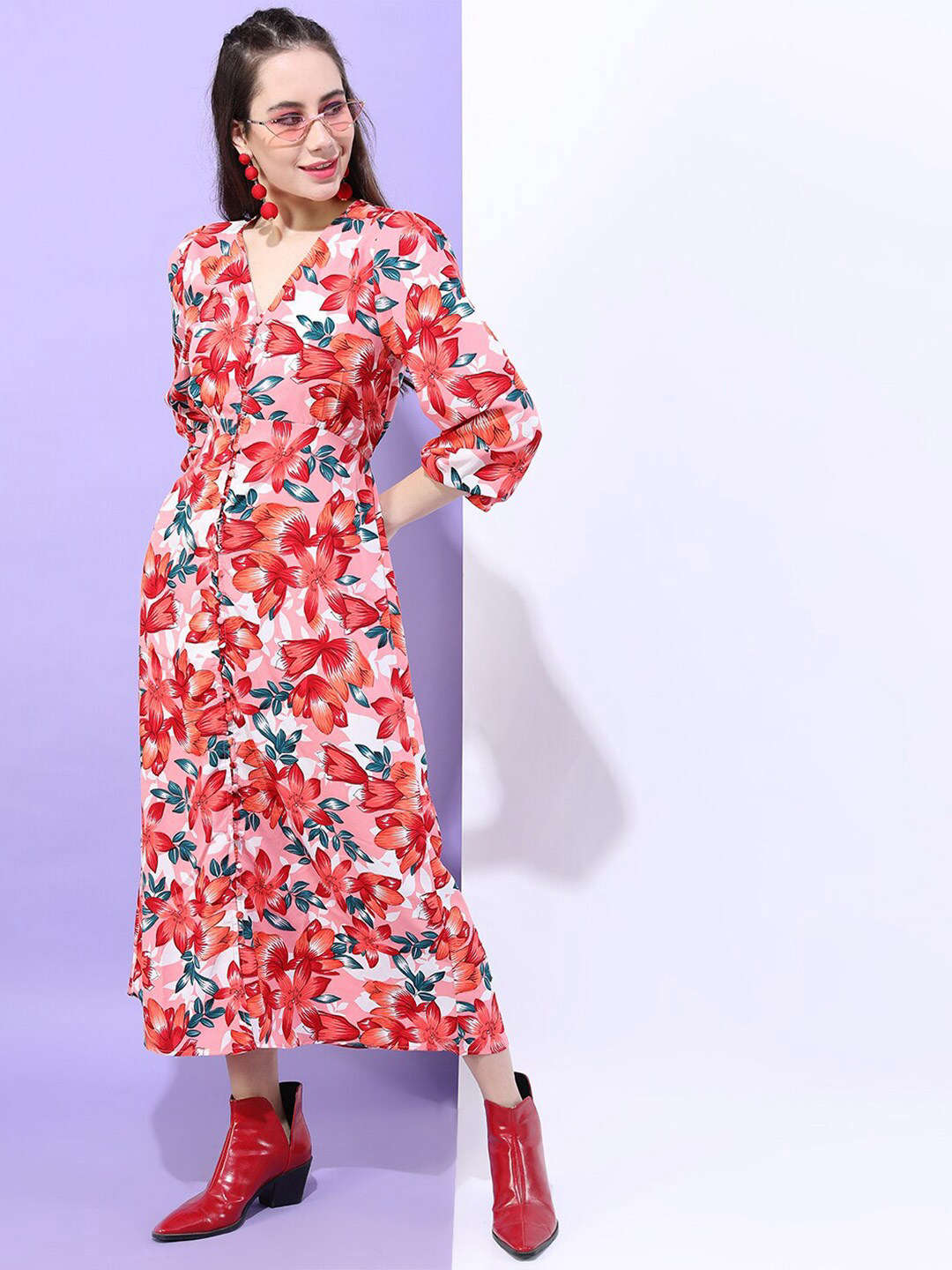 Shop Women Printed Empire Line Midi Dress Online.