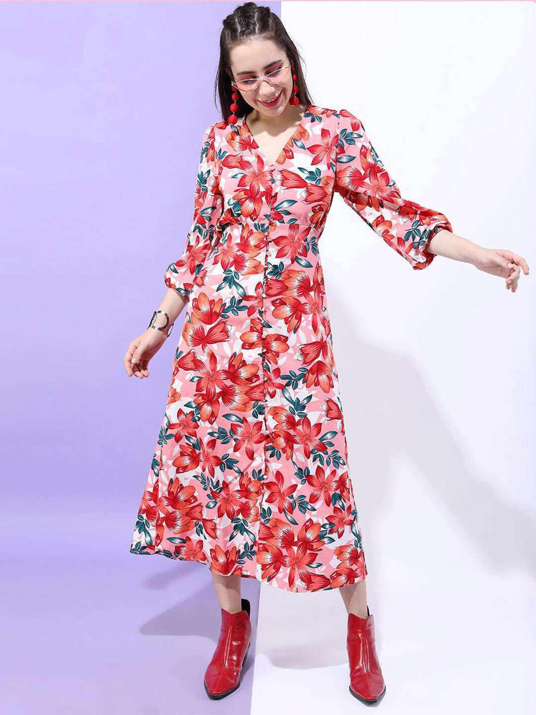 Shop Women Printed Empire Line Midi Dress Online.