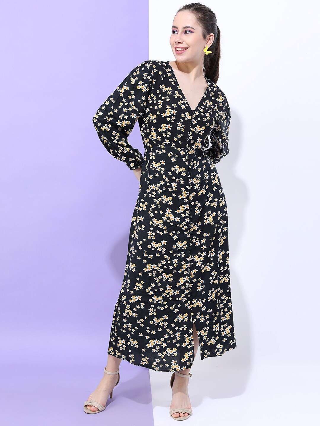 Shop Women Printed Empire Line Midi Dress Online.