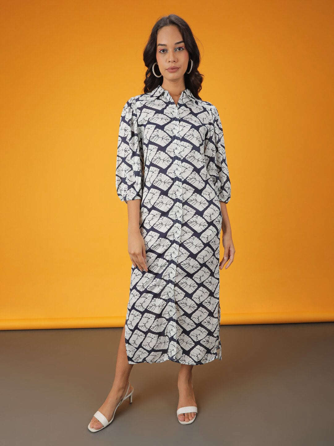 Shop Women Printed Shirt Dress With Belt Online.