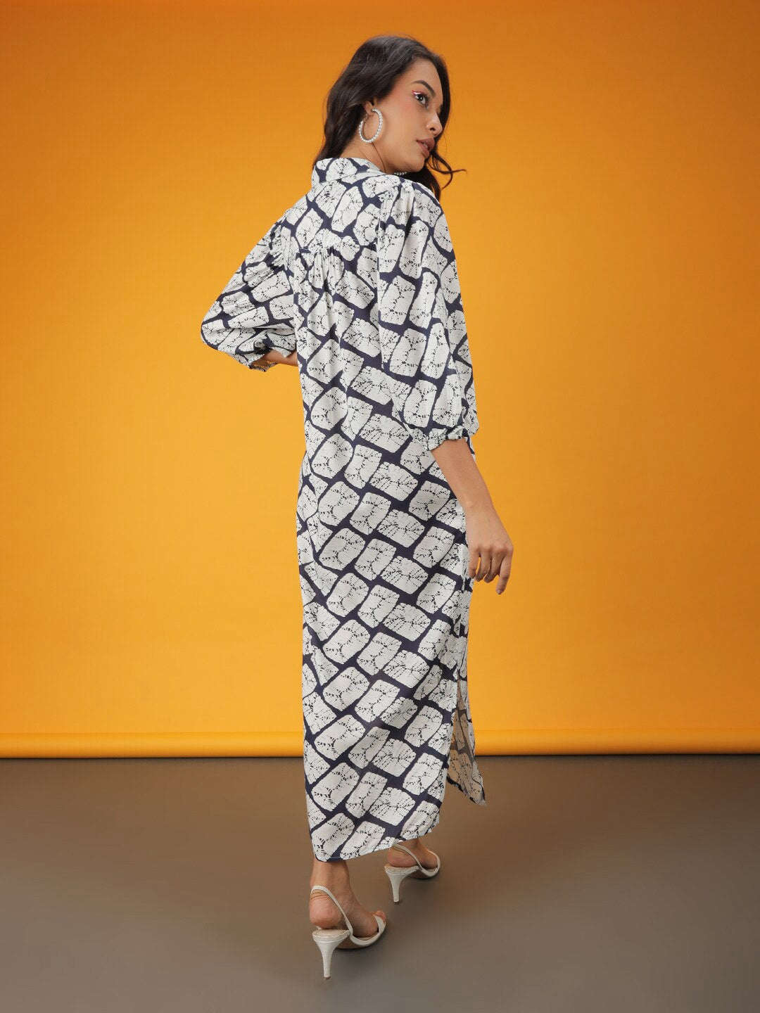 Shop Women Printed Shirt Dress With Belt Online.