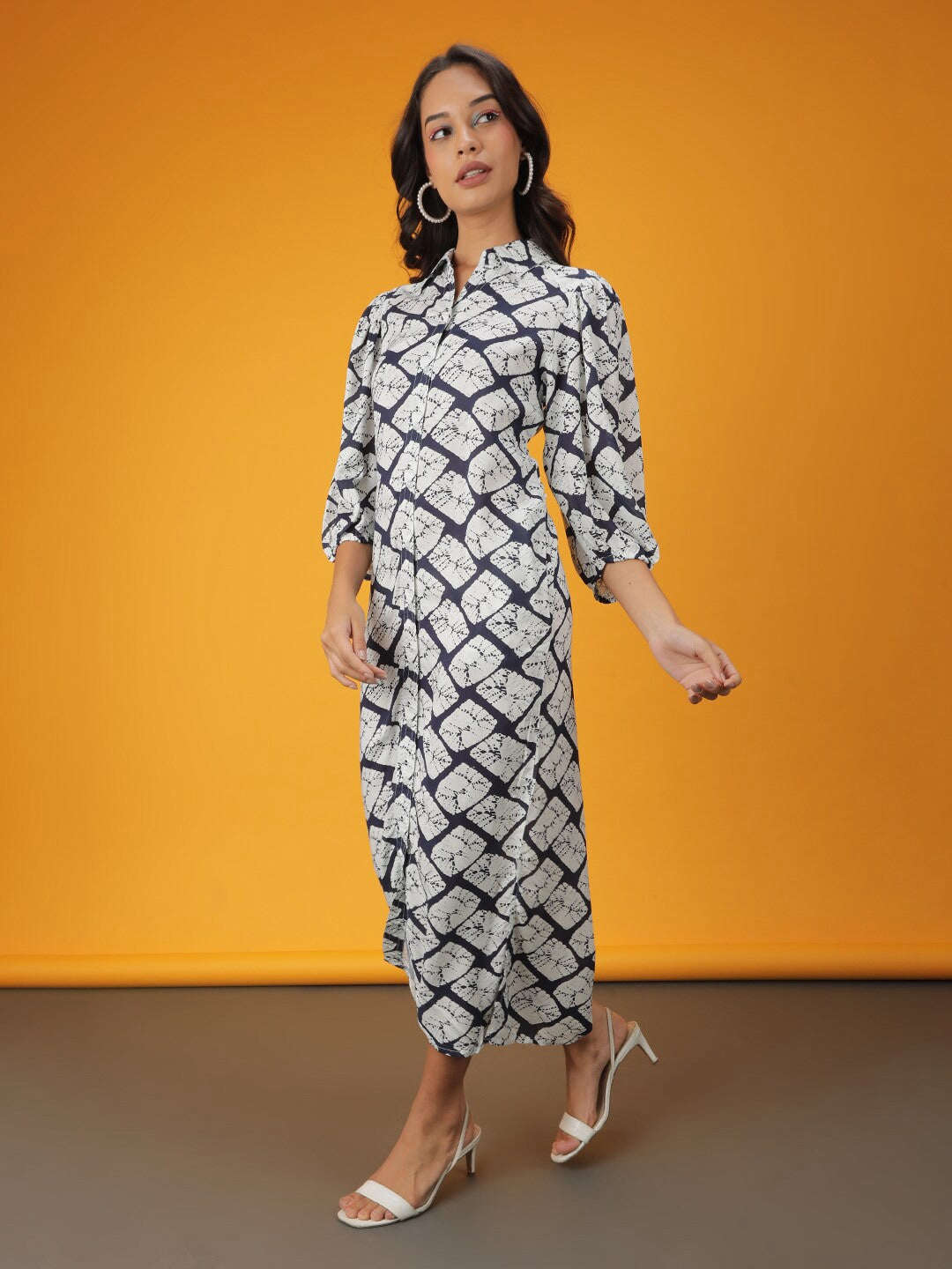 Shop Women Printed Shirt Dress With Belt Online.