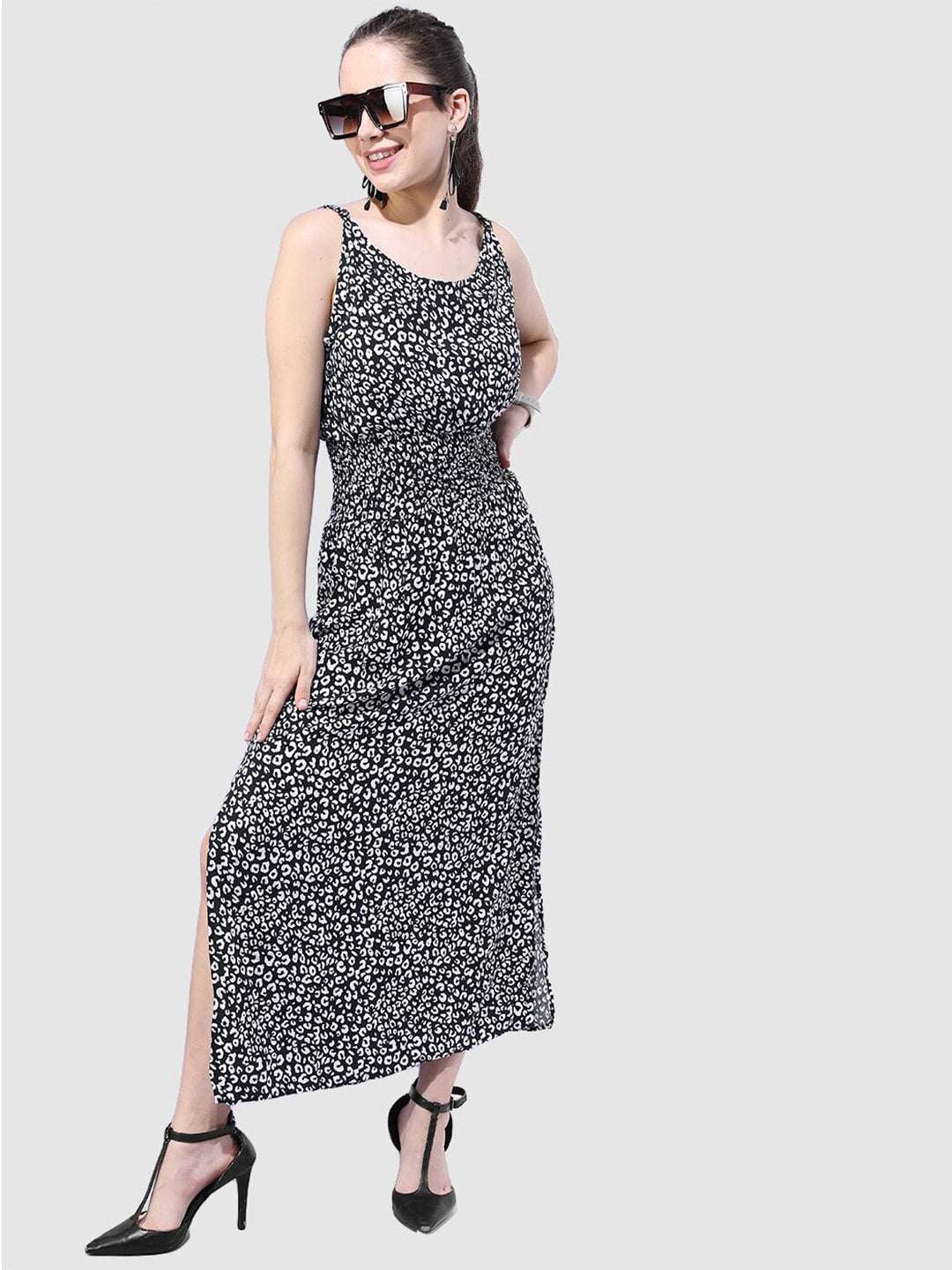 Shop Women Printed Elasticated Strapy Dress Online.