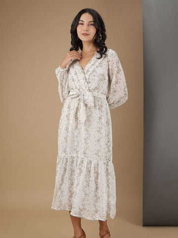 Shop Women Ditsy Printed Wrap Dress Online.