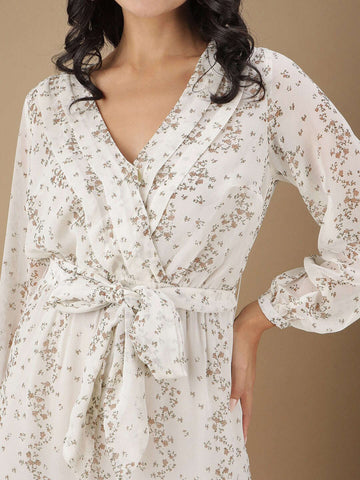 Shop Women Ditsy Printed Wrap Dress Online.