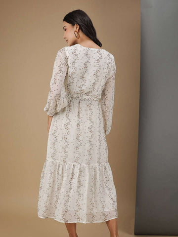 Shop Women Ditsy Printed Wrap Dress Online.