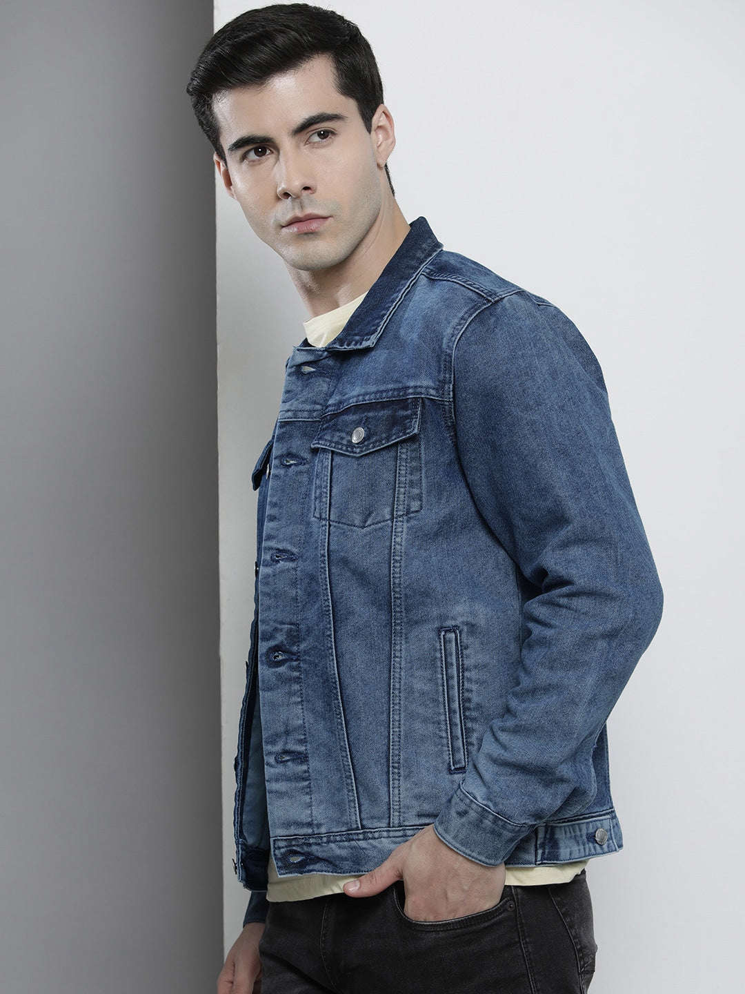 Shop Men Denim Trucker Jacket Online.