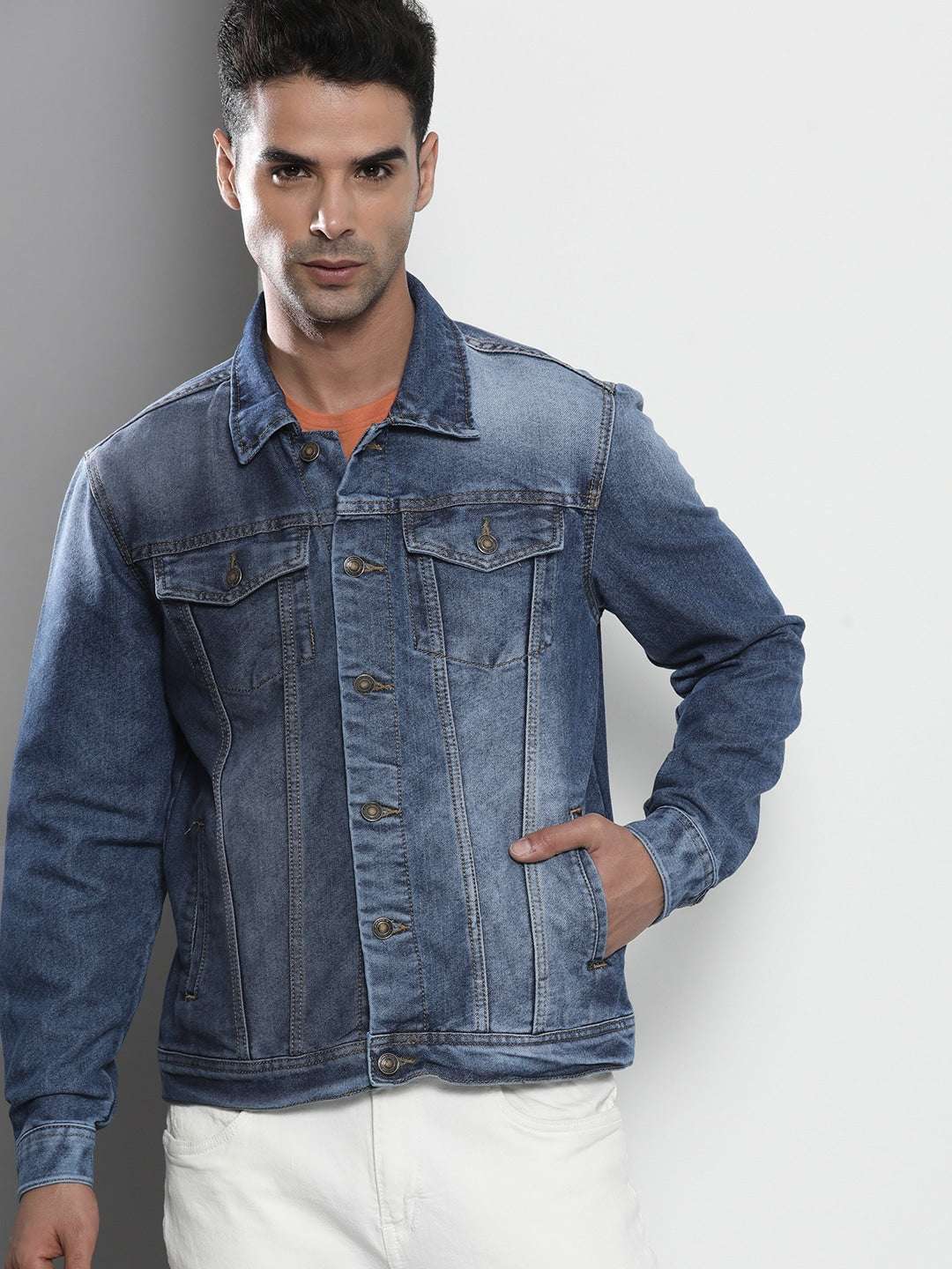 Shop Men Denim Trucker Jacket Online.