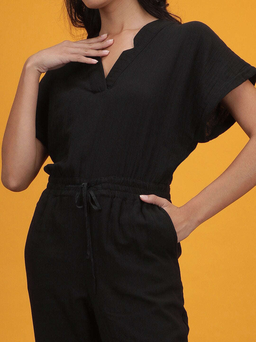 Shop Women Solid Jumpsuit With Scoop Pockets Online.