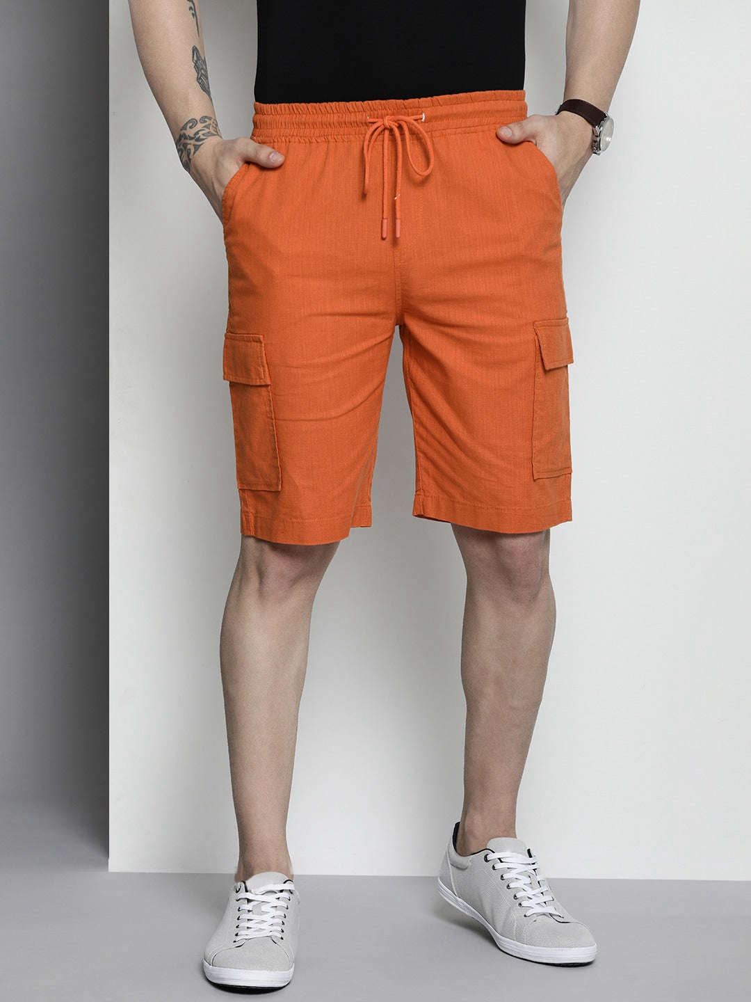 Shop Men Linen Cargo Shorts Online.