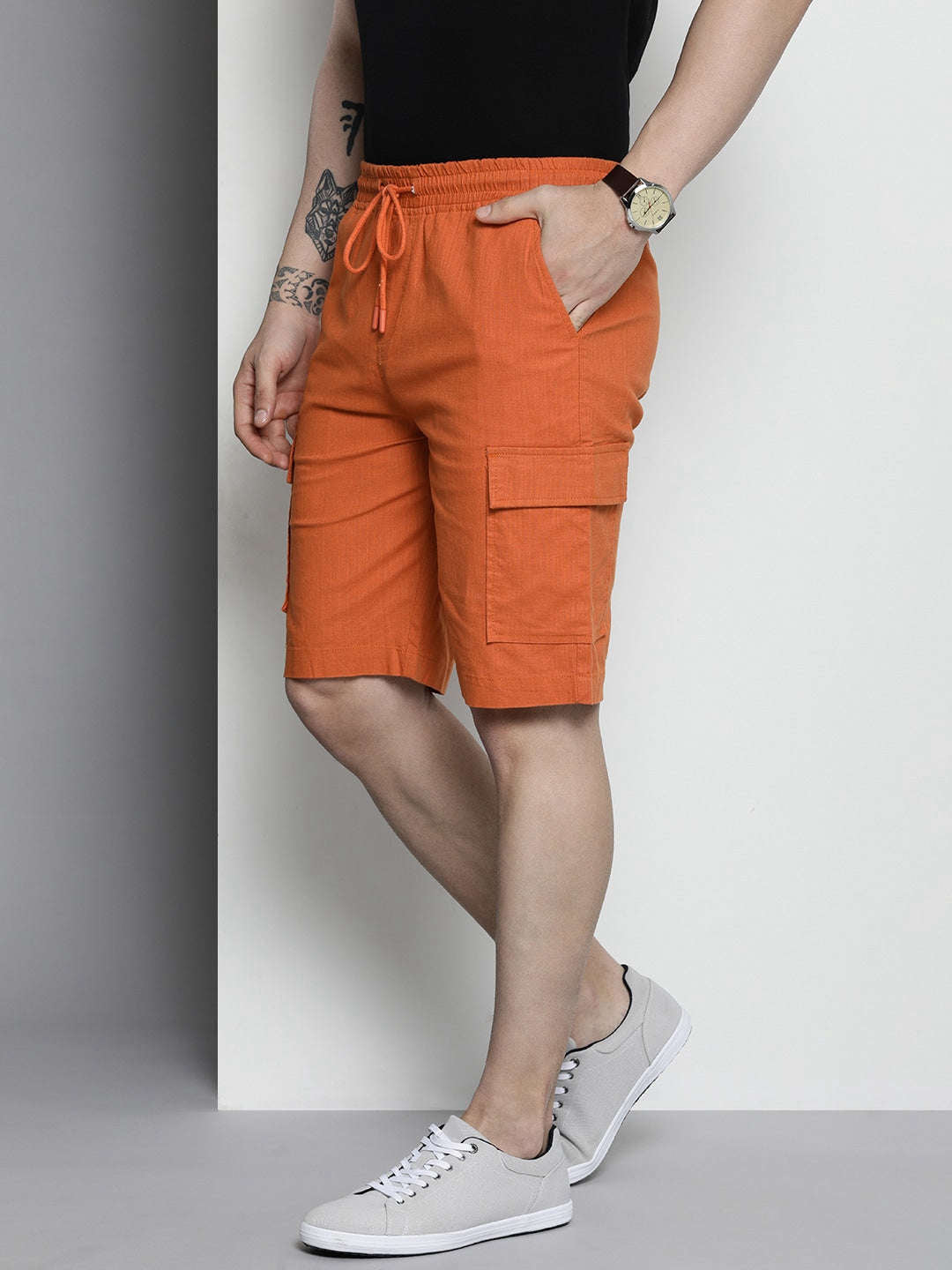 Shop Men Linen Cargo Shorts Online.