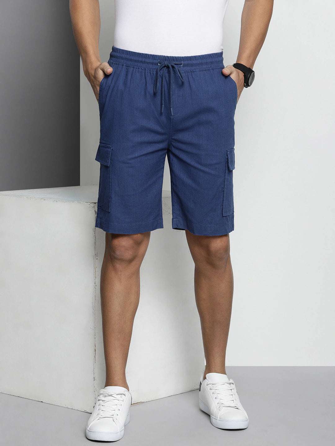 Shop Men Linen Cargo Shorts Online.