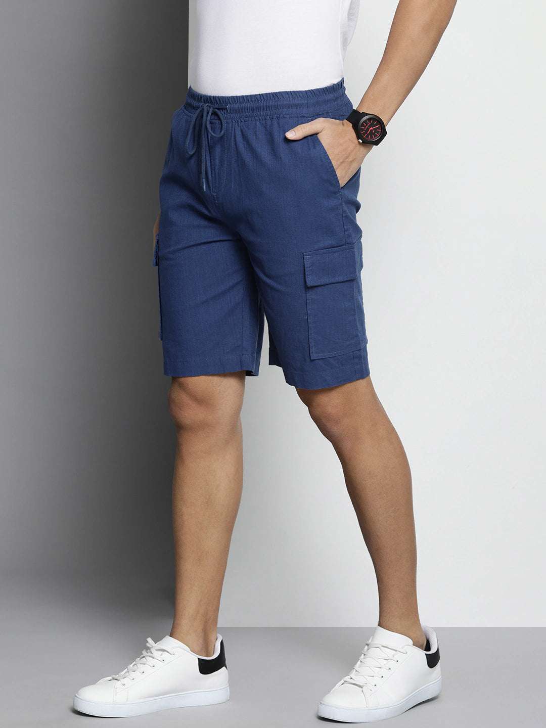 Shop Men Linen Cargo Shorts Online.