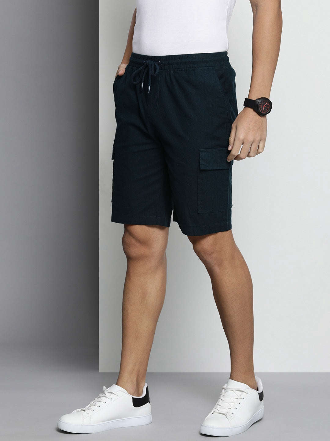 Shop Men Linen Cargo Shorts Online.