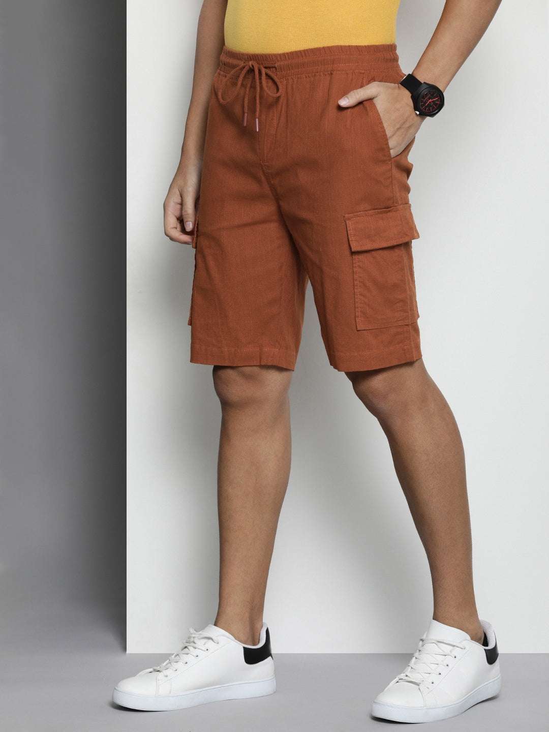 Shop Men Linen Cargo Shorts Online.