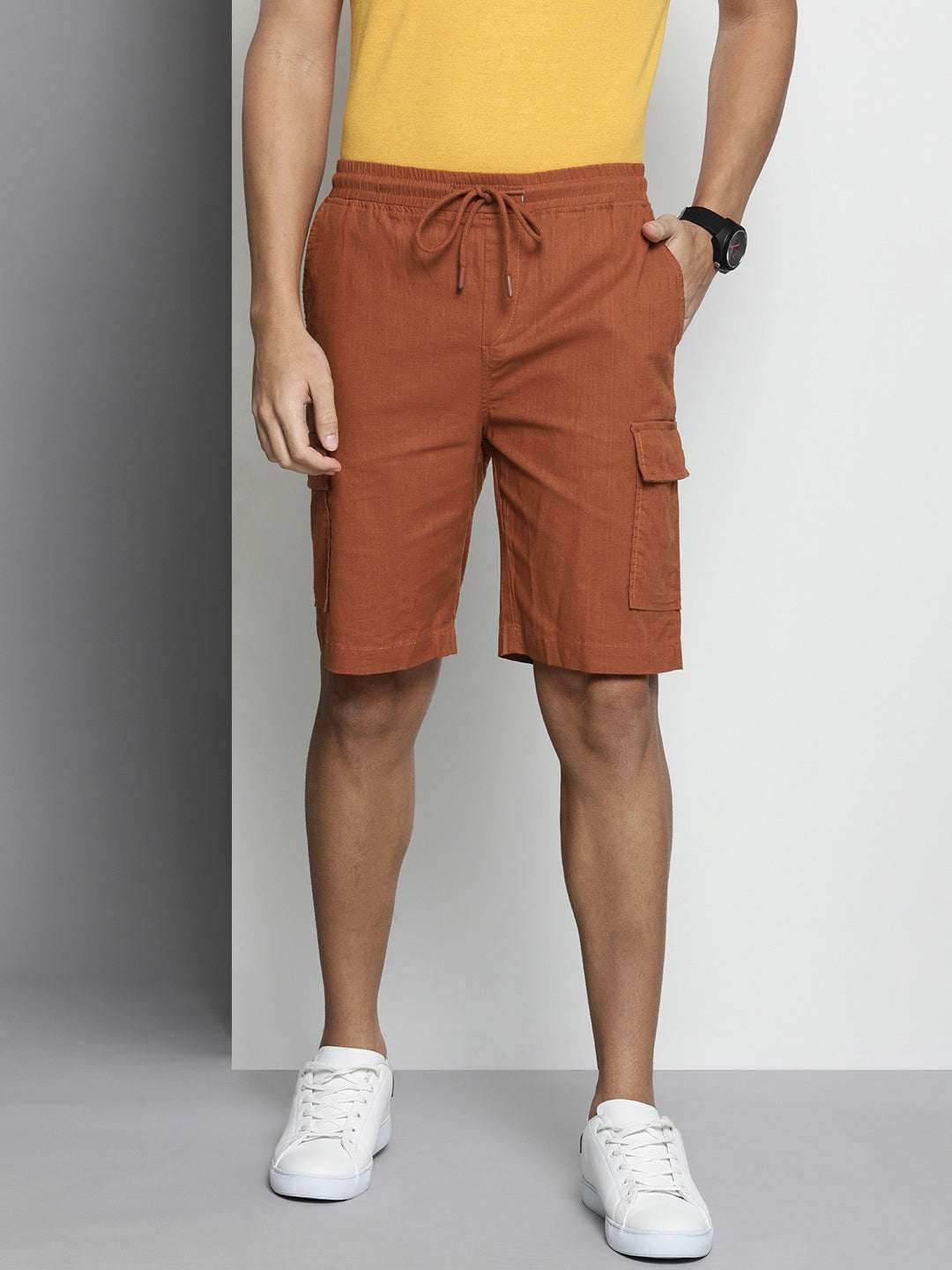 Shop Men Linen Cargo Shorts Online.