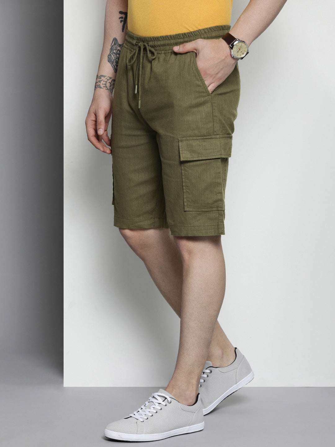 Shop Men Linen Cargo Shorts Online.