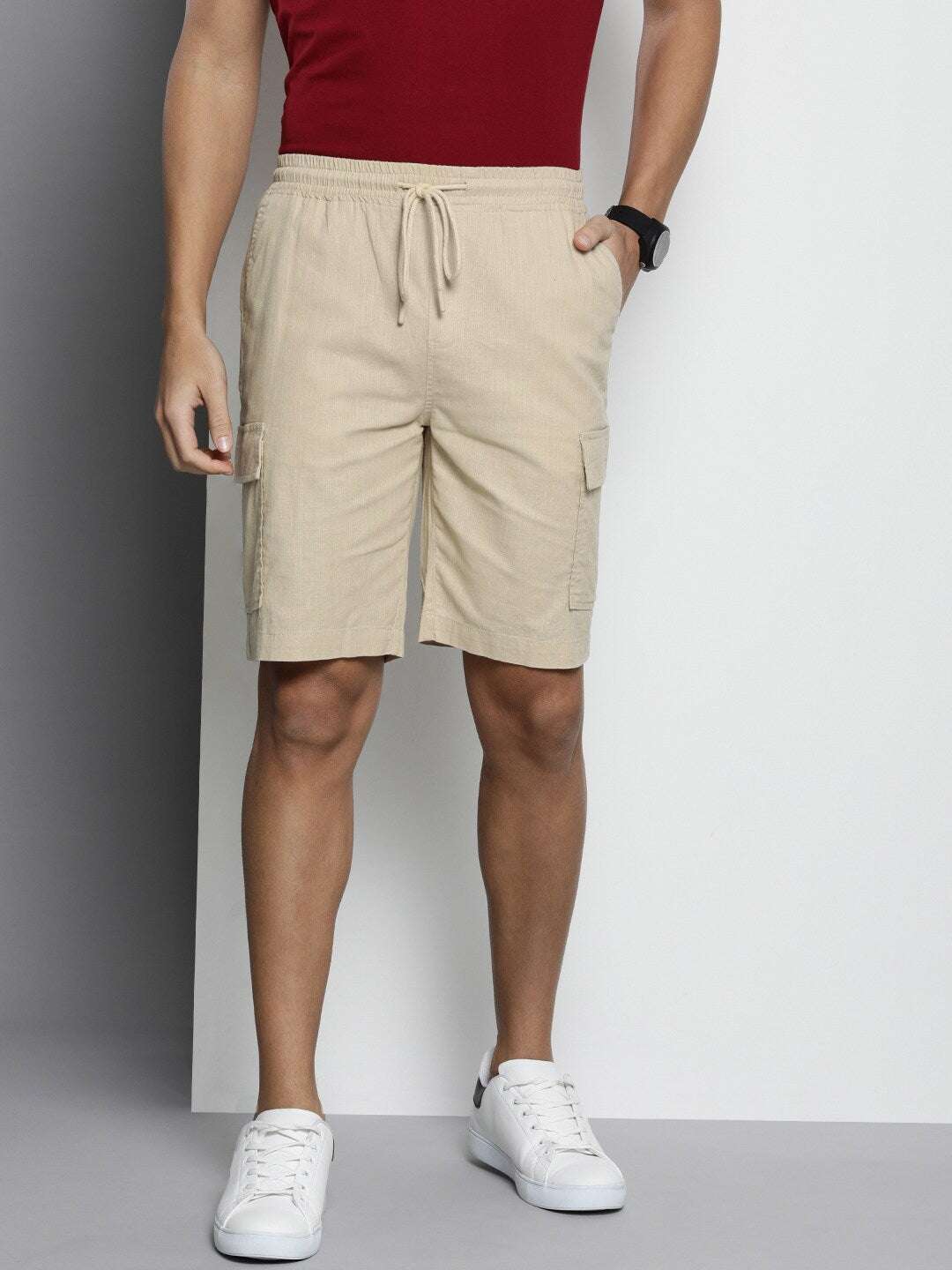 Shop Men Linen Cargo Shorts Online.