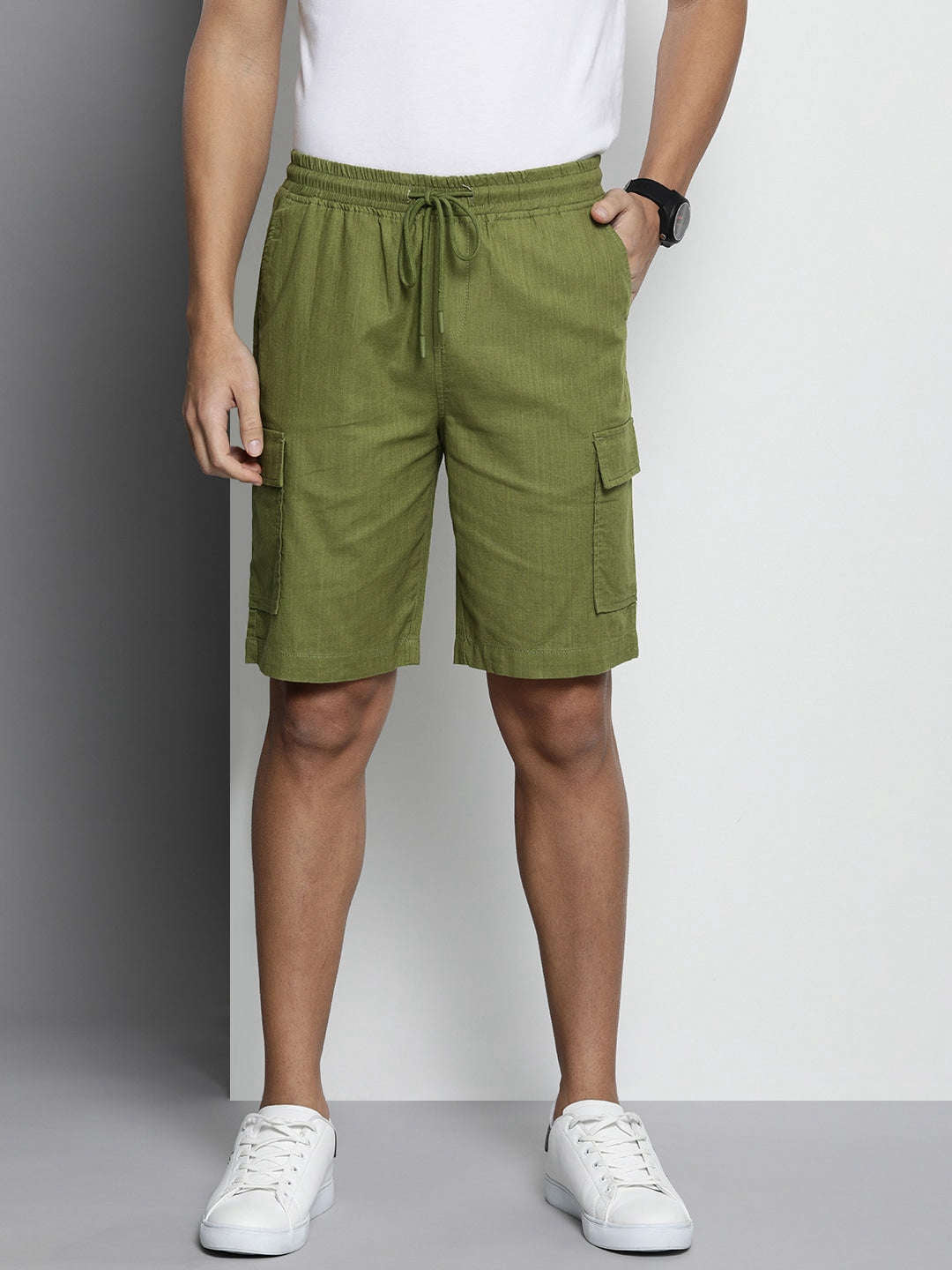 Shop Men Linen Cargo Shorts Online.