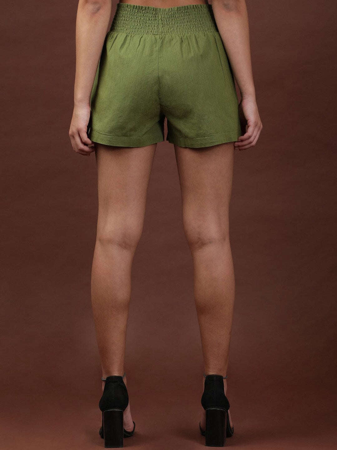 Shop Women Linen Smocked Shorts Online.