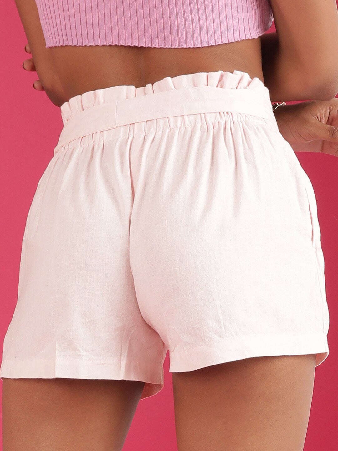 Shop Women Linen Pleated Shorts Online.