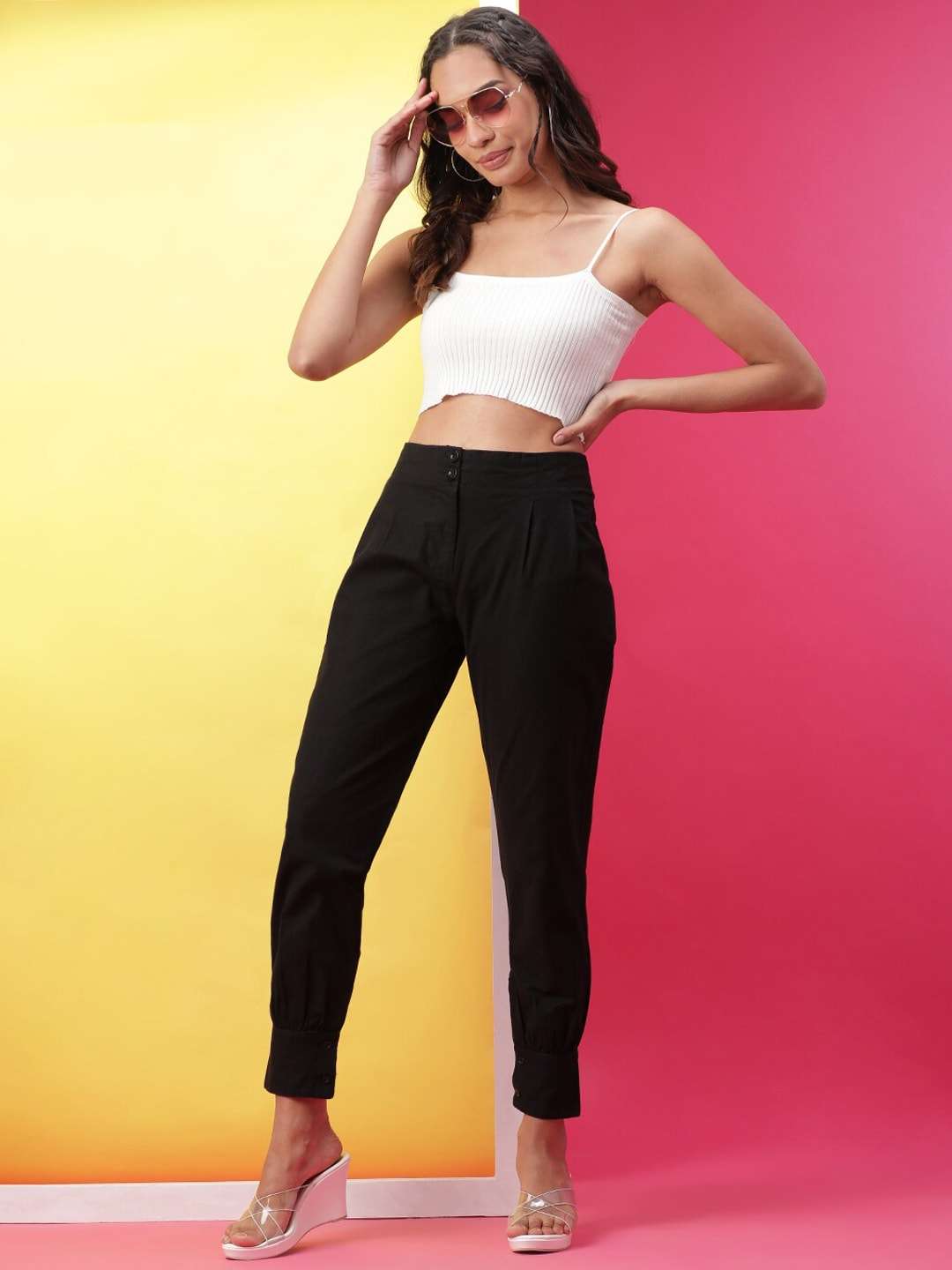 Shop Women High Waist Pleated Pant Online.