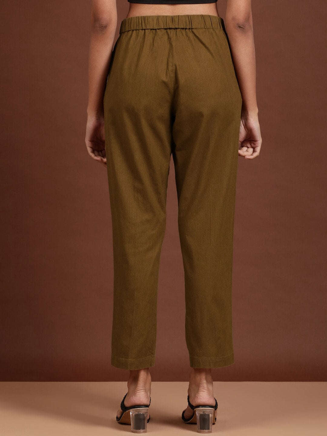 Shop Women Elasticated Waist Cuffed Trouser Online.