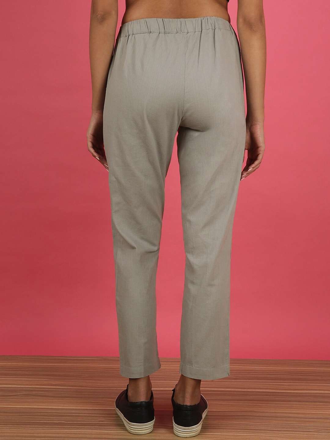 Shop Women Elasticated Waist Cuffed Trouser Online.