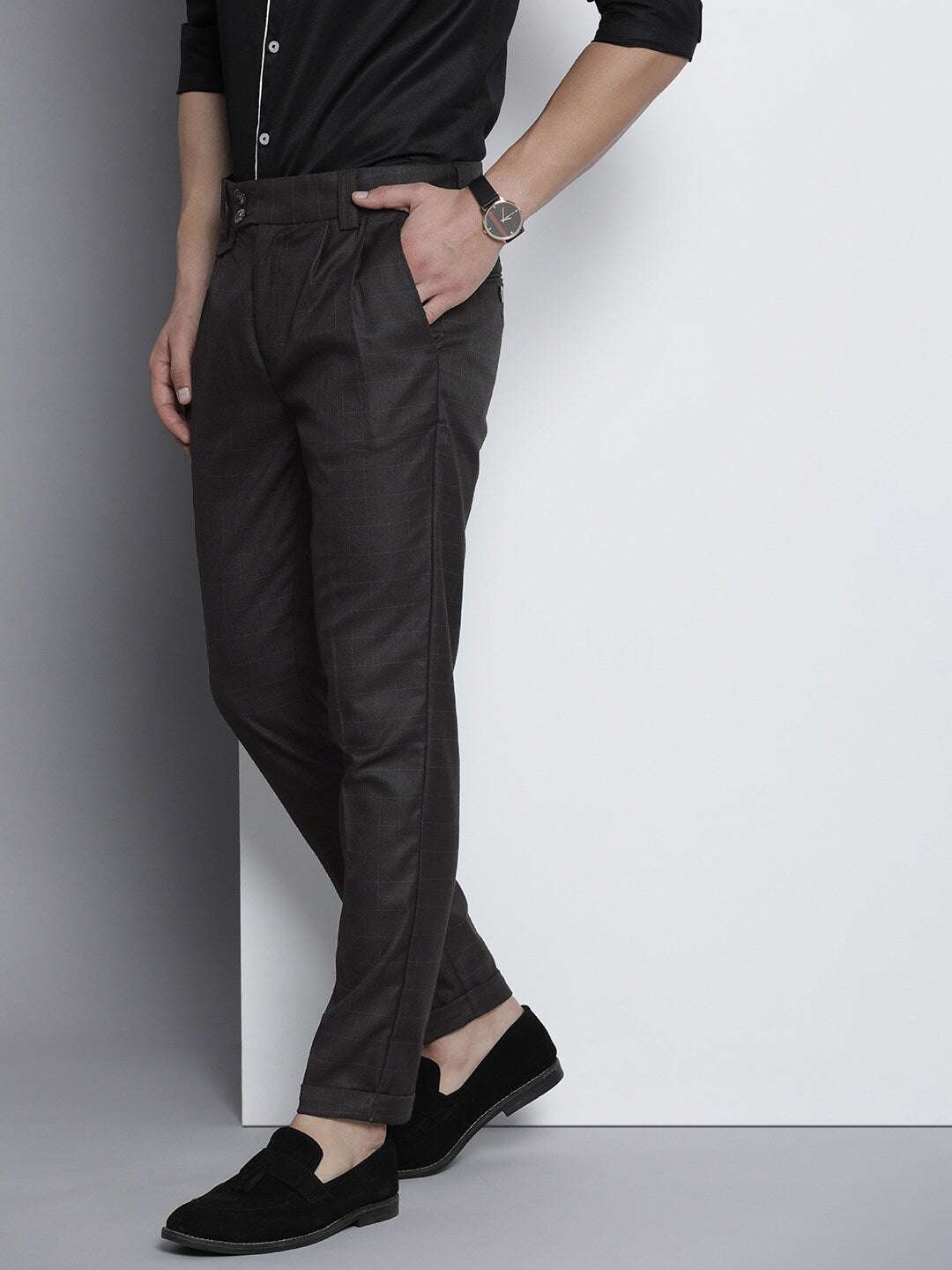 Shop Men 2 Button Placket-Pleated Trouser Online.