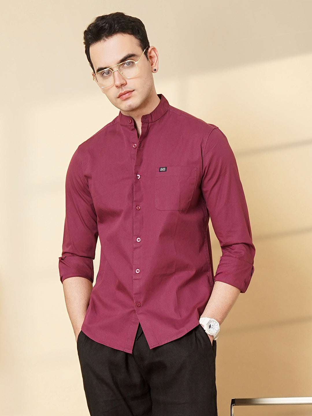 Shop Men's Solid Regular Fit Shirt Online.