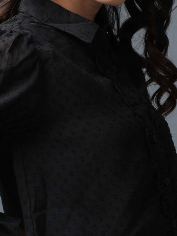 Shop Women Sheer Ruffle Shirt Online.