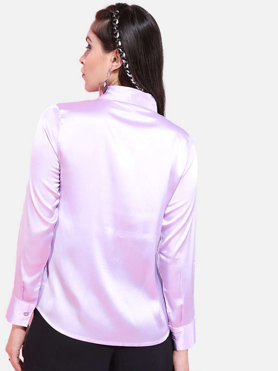 Shop Women Solid Satin Shirt Online.